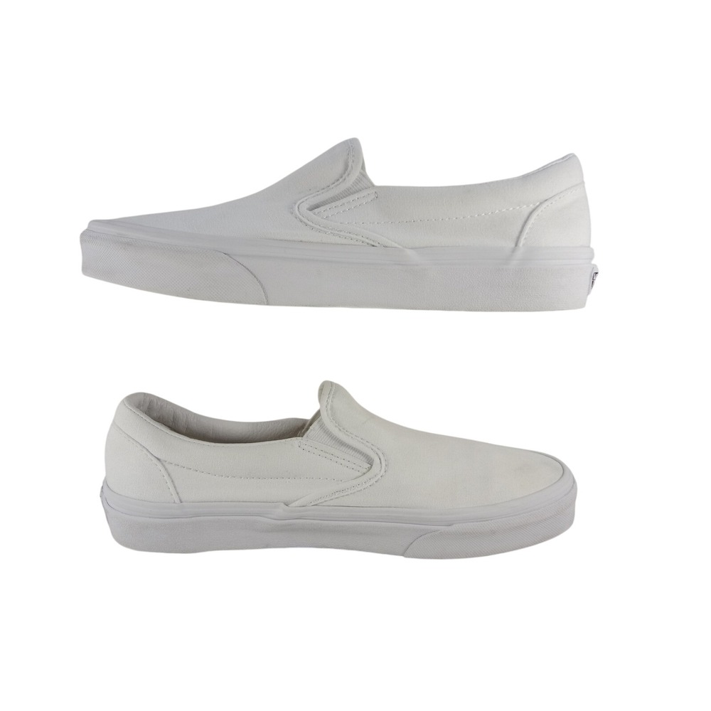 Vans Classic‎ Slip-On Shoes Mens 8 White Canvas Low Top Sneakers